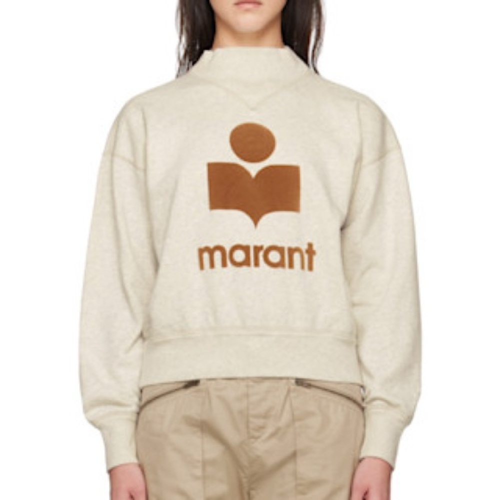 Isabel Marant Beige and Brown Logo Pullover